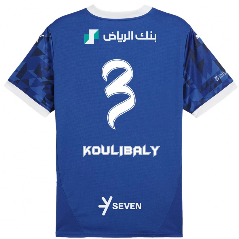 Danxen Kinder Kalidou Koulibaly #3 Dunkelblau Weiß Heimtrikot Trikot 2024/25 T-Shirt