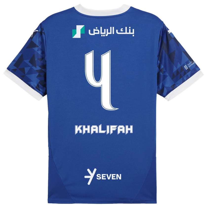 Danxen Kinder Khalifah Al-Dawsari #4 Dunkelblau Weiß Heimtrikot Trikot 2024/25 T-Shirt