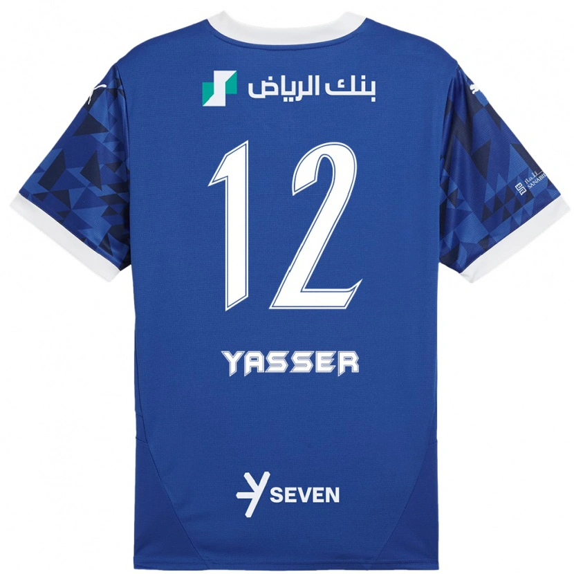 Danxen Kinder Yasser Al-Shahrani #12 Dunkelblau Weiß Heimtrikot Trikot 2024/25 T-Shirt