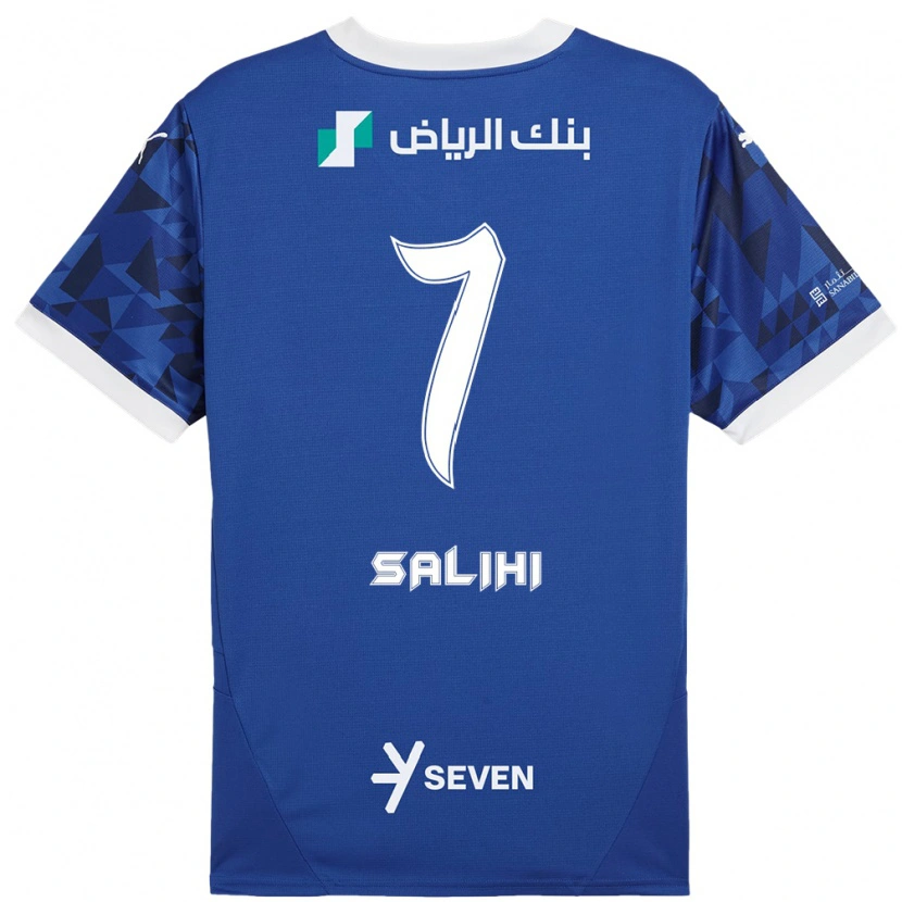 Danxen Kinder Shokhan Salihi #7 Dunkelblau Weiß Heimtrikot Trikot 2024/25 T-Shirt