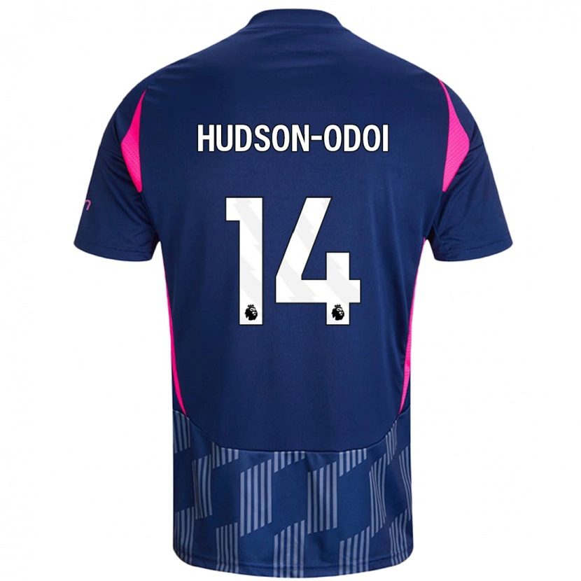 Danxen Kinder Callum Hudson-Odoi #14 Königsblau Rosa Auswärtstrikot Trikot 2024/25 T-Shirt