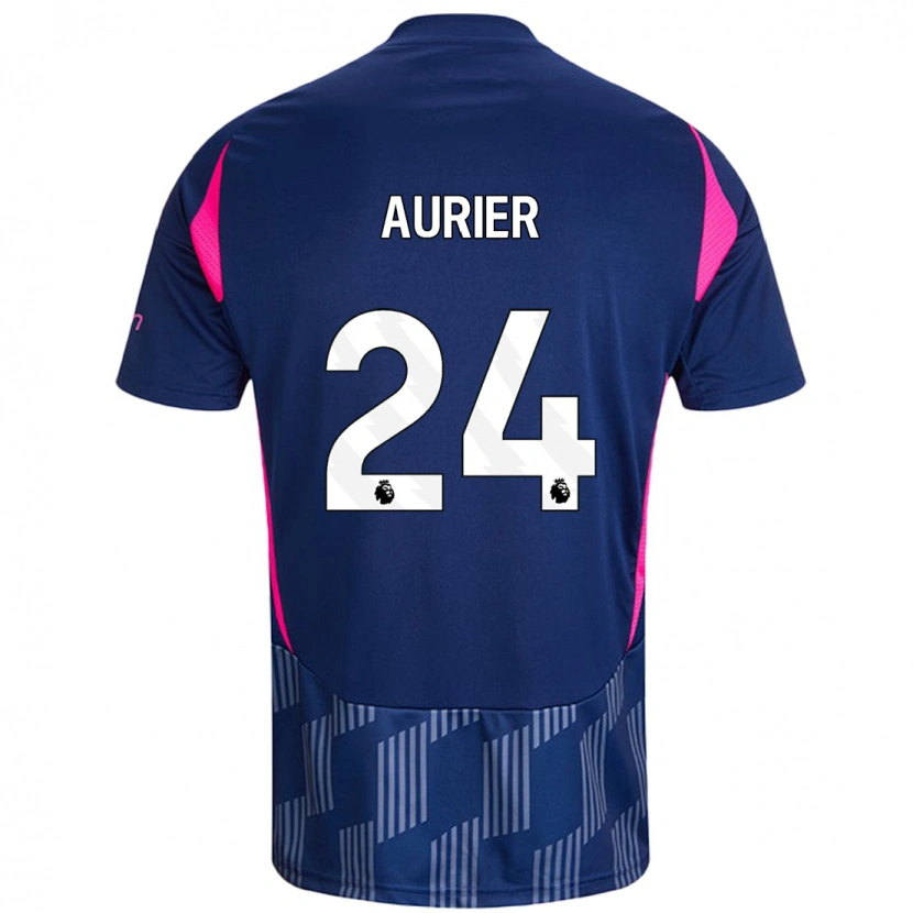 Danxen Kinder Serge Aurier #24 Königsblau Rosa Auswärtstrikot Trikot 2024/25 T-Shirt