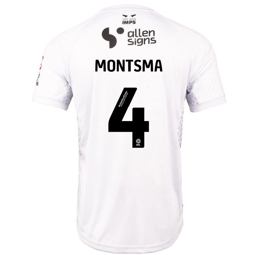 Danxen Kinder Lewis Montsma #4 Rot Weiß Auswärtstrikot Trikot 2024/25 T-Shirt