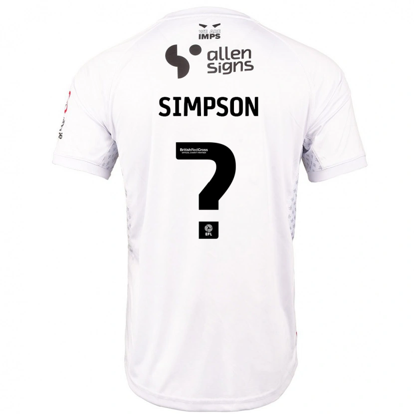 Danxen Kinder John Simpson #0 Rot Weiß Auswärtstrikot Trikot 2024/25 T-Shirt