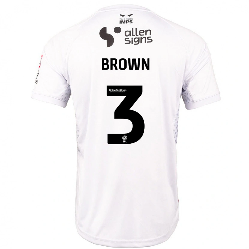 Danxen Kinder Jaden Brown #3 Rot Weiß Auswärtstrikot Trikot 2024/25 T-Shirt