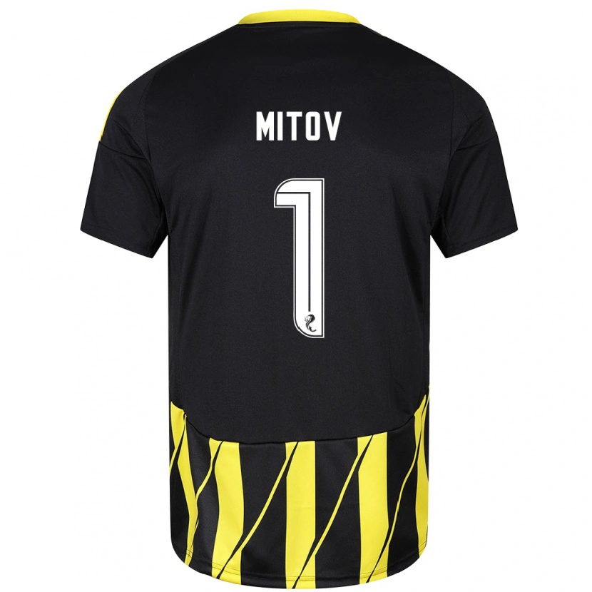 Danxen Kinder Dimitar Mitov #1 Schwarz Gelb Auswärtstrikot Trikot 2024/25 T-Shirt