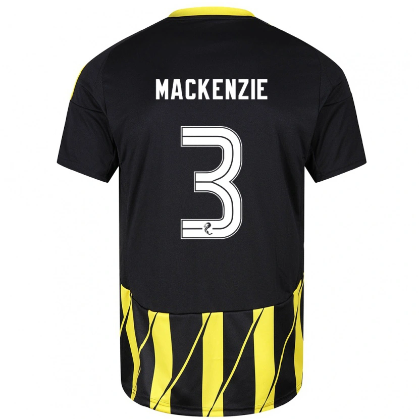 Danxen Kinder Jack Mackenzie #3 Schwarz Gelb Auswärtstrikot Trikot 2024/25 T-Shirt