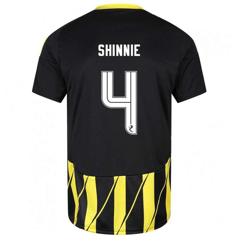 Danxen Kinder Graeme Shinnie #4 Schwarz Gelb Auswärtstrikot Trikot 2024/25 T-Shirt