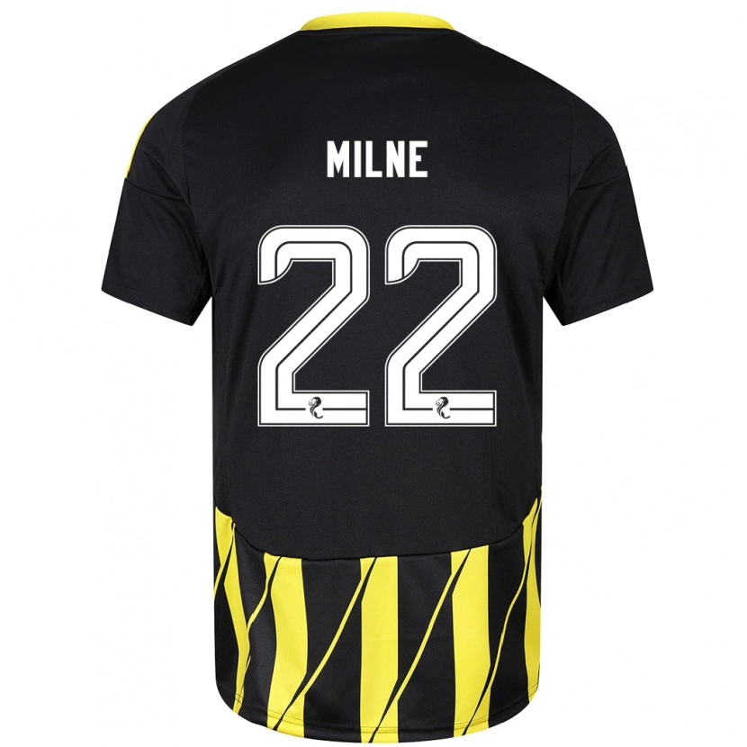 Danxen Kinder Jack Milne #22 Schwarz Gelb Auswärtstrikot Trikot 2024/25 T-Shirt