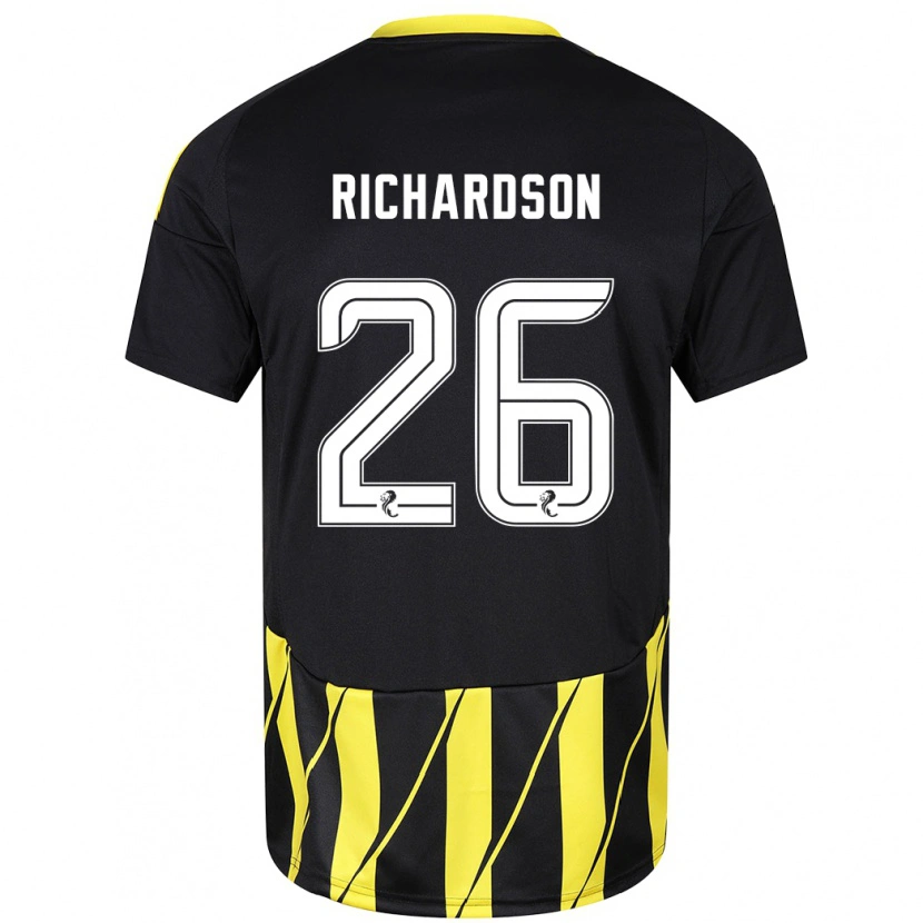 Danxen Kinder Jayden Richardson #26 Schwarz Gelb Auswärtstrikot Trikot 2024/25 T-Shirt