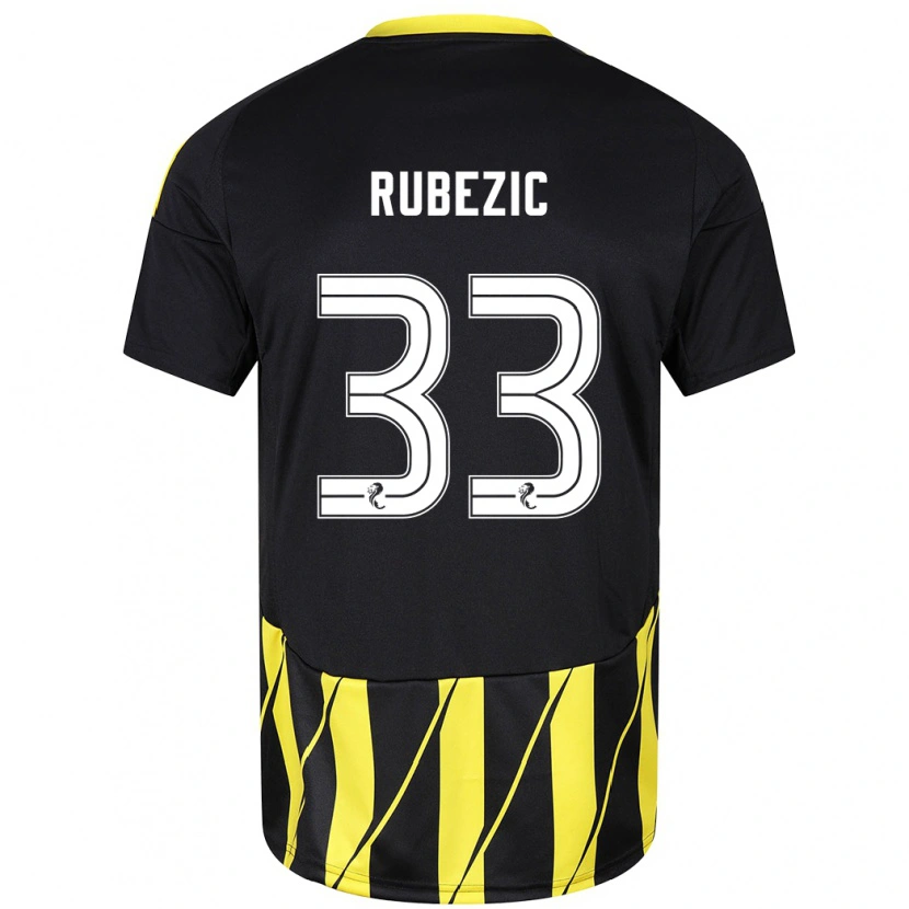 Danxen Kinder Slobodan Rubezic #33 Schwarz Gelb Auswärtstrikot Trikot 2024/25 T-Shirt