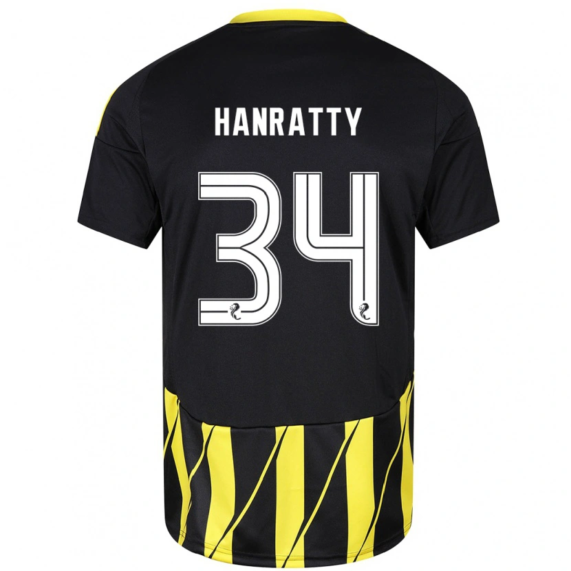 Danxen Kinder Kevin Hanratty #34 Schwarz Gelb Auswärtstrikot Trikot 2024/25 T-Shirt