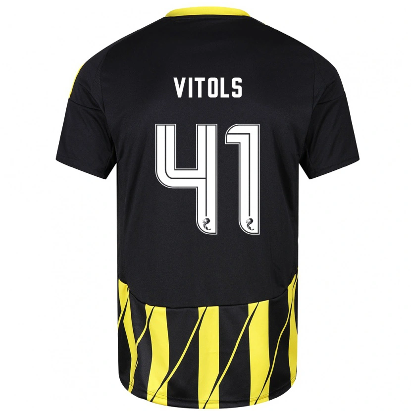 Danxen Kinder Rodrigo Vitols #41 Schwarz Gelb Auswärtstrikot Trikot 2024/25 T-Shirt