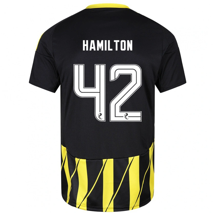 Danxen Kinder Brendan Hamilton #42 Schwarz Gelb Auswärtstrikot Trikot 2024/25 T-Shirt