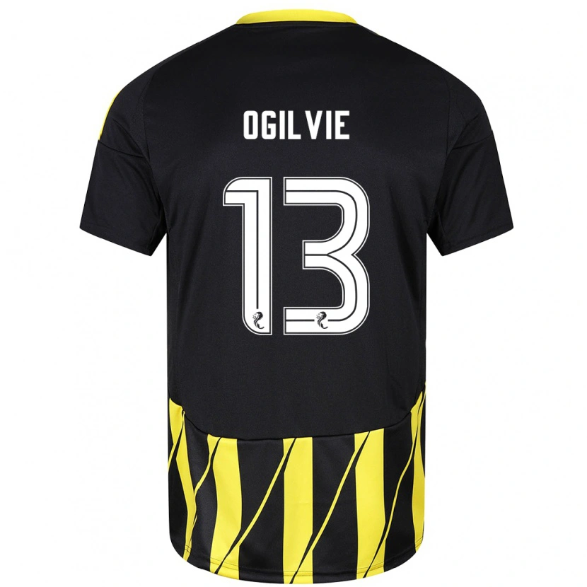 Danxen Kinder Francesca Ogilvie #13 Schwarz Gelb Auswärtstrikot Trikot 2024/25 T-Shirt