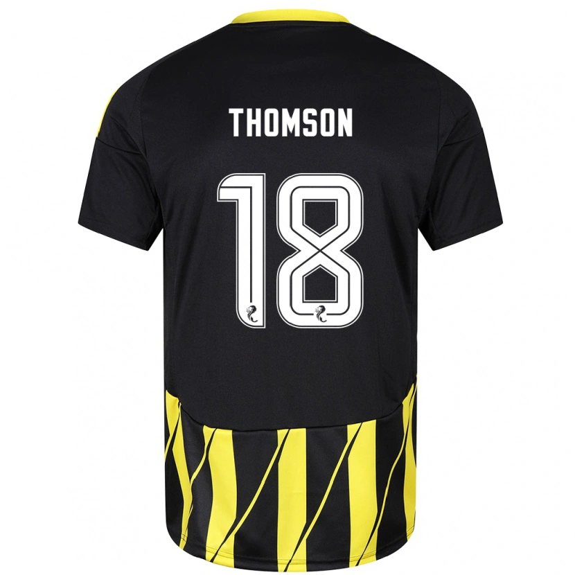 Danxen Kinder Eva Thomson #18 Schwarz Gelb Auswärtstrikot Trikot 2024/25 T-Shirt