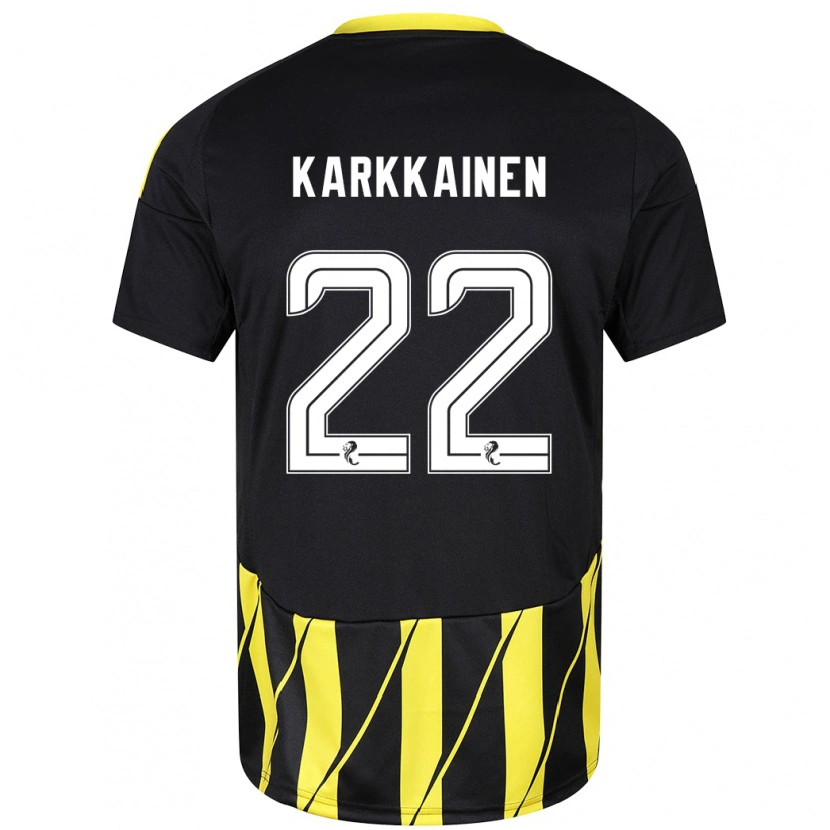 Danxen Kinder Elena Kärkkäinen #22 Schwarz Gelb Auswärtstrikot Trikot 2024/25 T-Shirt