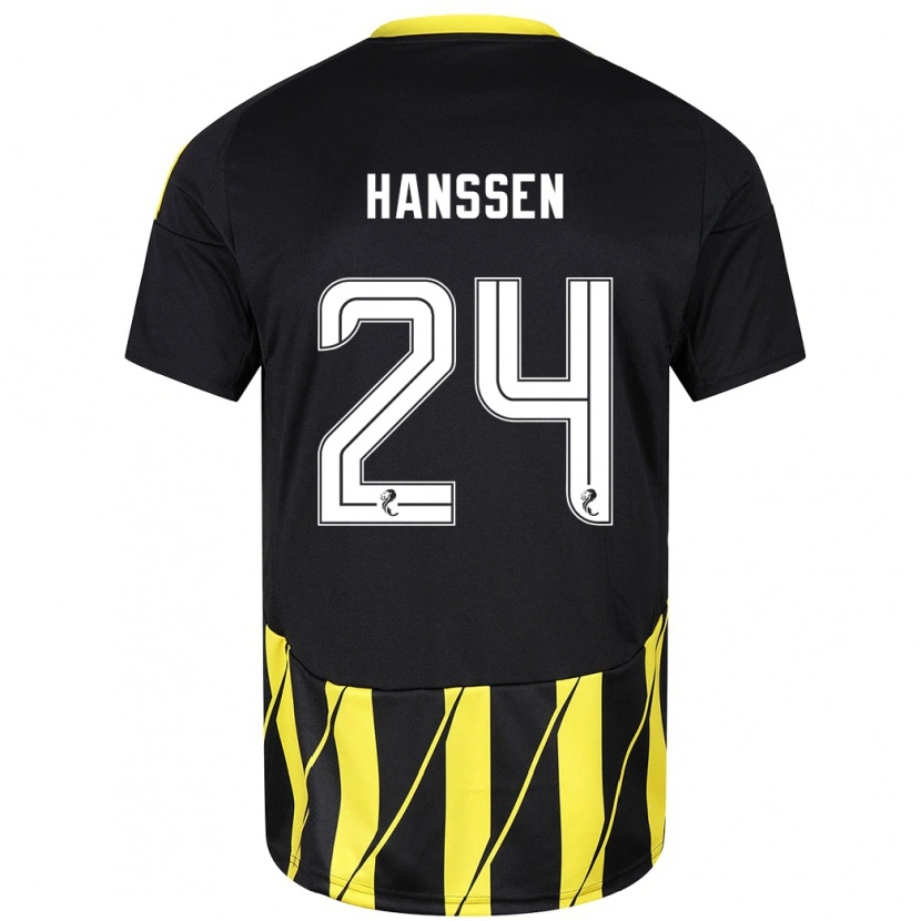 Danxen Kinder Nadine Hanssen #24 Schwarz Gelb Auswärtstrikot Trikot 2024/25 T-Shirt