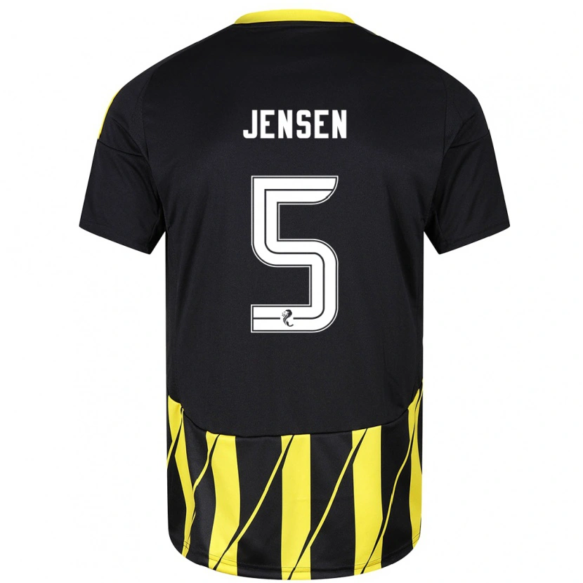 Danxen Kinder Richard Jensen #5 Schwarz Gelb Auswärtstrikot Trikot 2024/25 T-Shirt