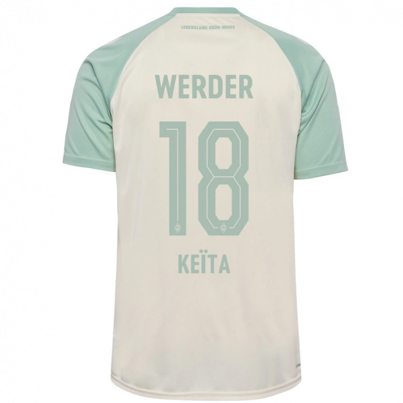 Danxen Kinder Naby Keïta #18 Cremeweiß Hellgrün Auswärtstrikot Trikot 2024/25 T-Shirt