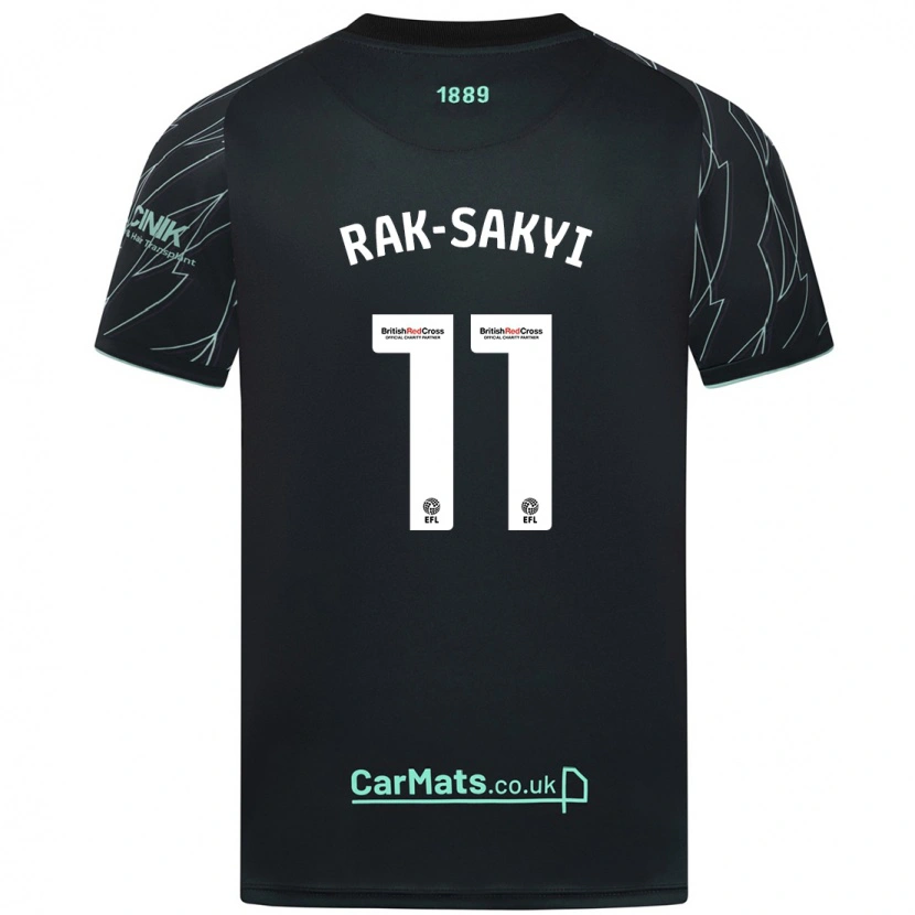 Danxen Kinder Jesurun Rak-Sakyi #11 Schwarz Grün Auswärtstrikot Trikot 2024/25 T-Shirt