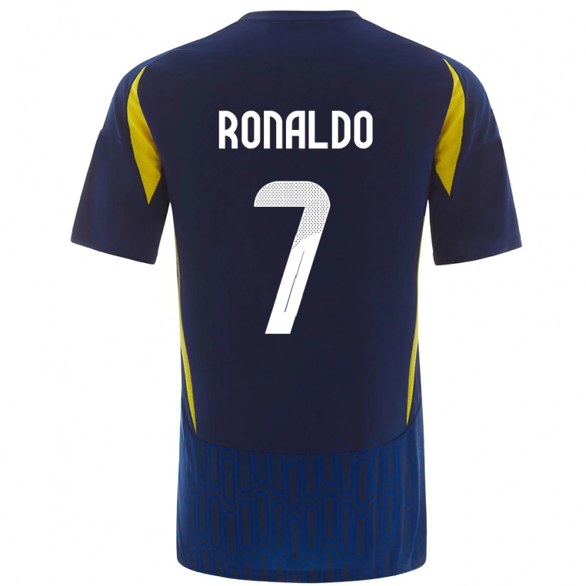 Danxen Kinder Cristiano Ronaldo #7 Blau Gelb Auswärtstrikot Trikot 2024/25 T-Shirt