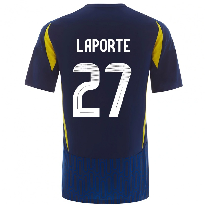 Danxen Kinder Aymeric Laporte #27 Blau Gelb Auswärtstrikot Trikot 2024/25 T-Shirt