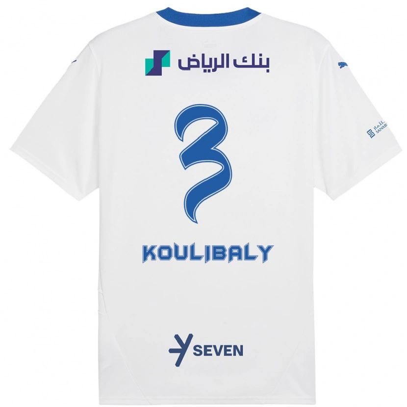 Danxen Kinder Kalidou Koulibaly #3 Weiß Blau Auswärtstrikot Trikot 2024/25 T-Shirt