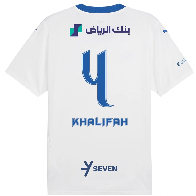 Danxen Kinder Khalifah Al-Dawsari #4 Weiß Blau Auswärtstrikot Trikot 2024/25 T-Shirt