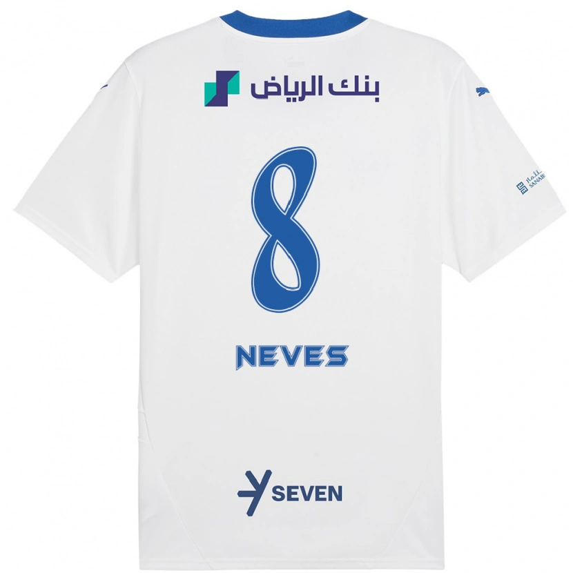 Danxen Kinder Rúben Neves #8 Weiß Blau Auswärtstrikot Trikot 2024/25 T-Shirt