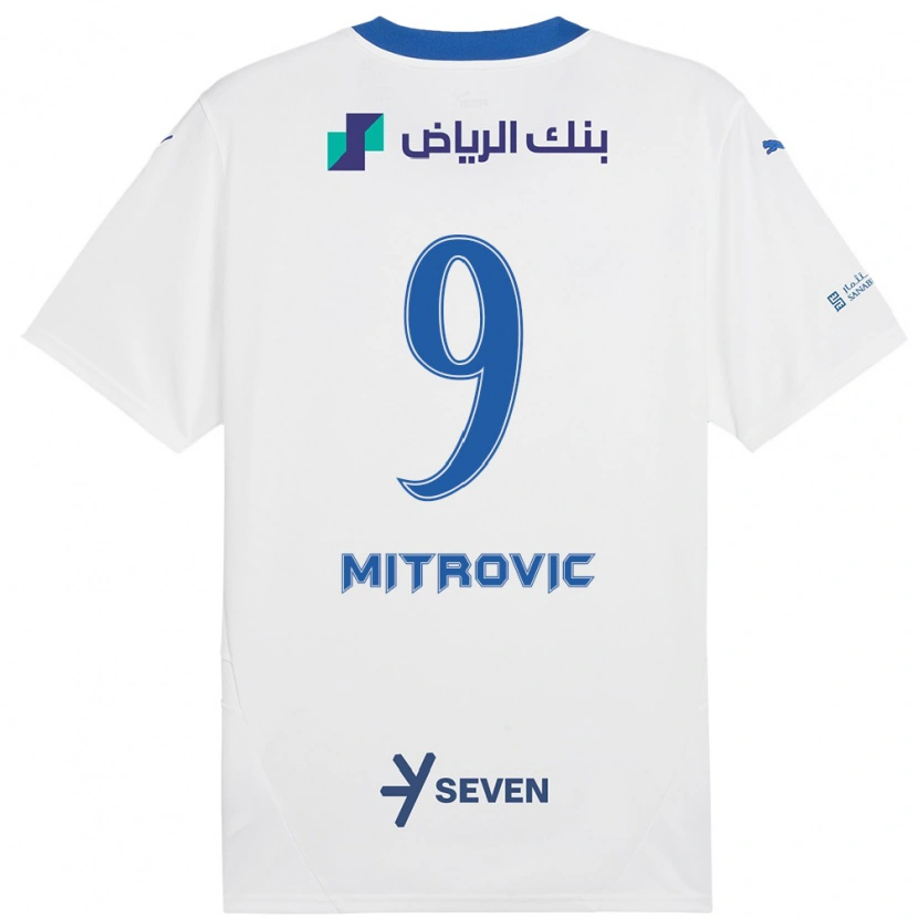 Danxen Kinder Aleksandar Mitrović #9 Weiß Blau Auswärtstrikot Trikot 2024/25 T-Shirt