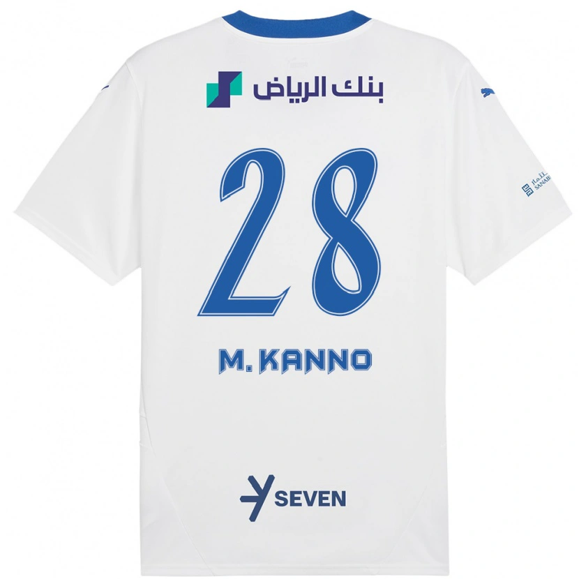 Danxen Kinder Mohamed Kanno #28 Weiß Blau Auswärtstrikot Trikot 2024/25 T-Shirt