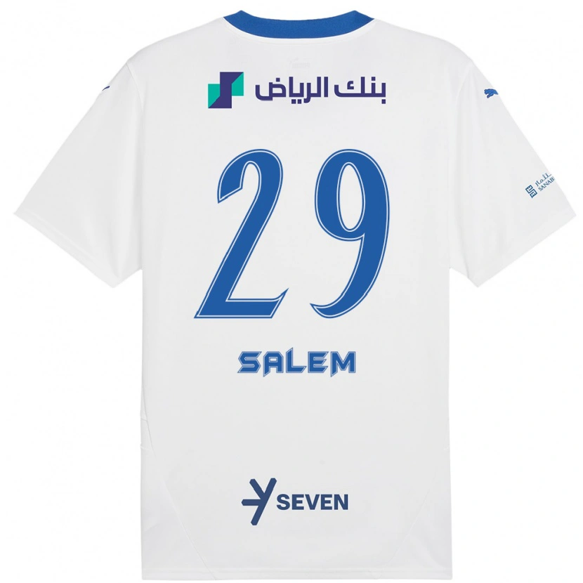 Danxen Kinder Salem Al-Dawsari #29 Weiß Blau Auswärtstrikot Trikot 2024/25 T-Shirt