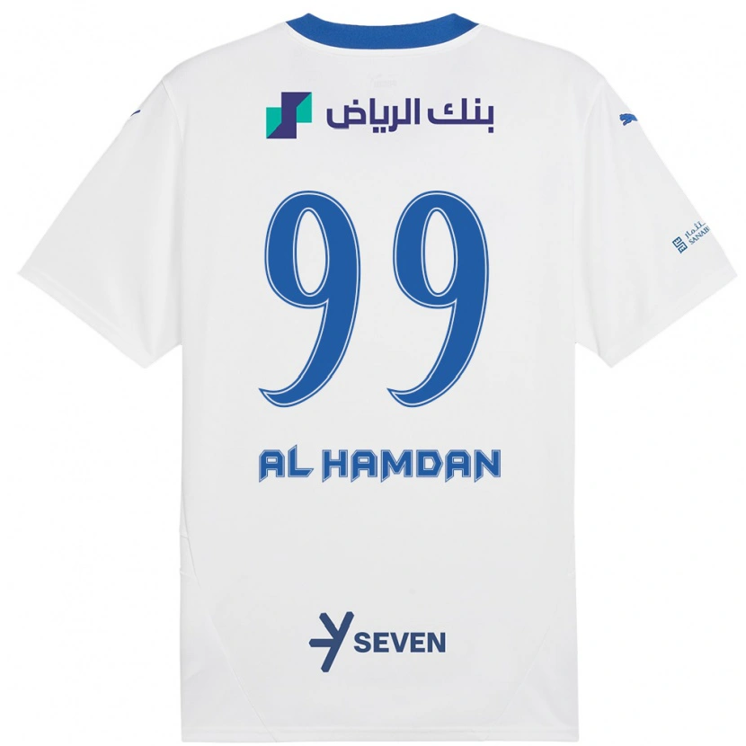 Danxen Kinder Abdullah Al-Hamdan #99 Weiß Blau Auswärtstrikot Trikot 2024/25 T-Shirt