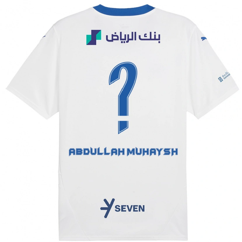 Danxen Kinder Mohammed Abdullah Muhaysh #0 Weiß Blau Auswärtstrikot Trikot 2024/25 T-Shirt