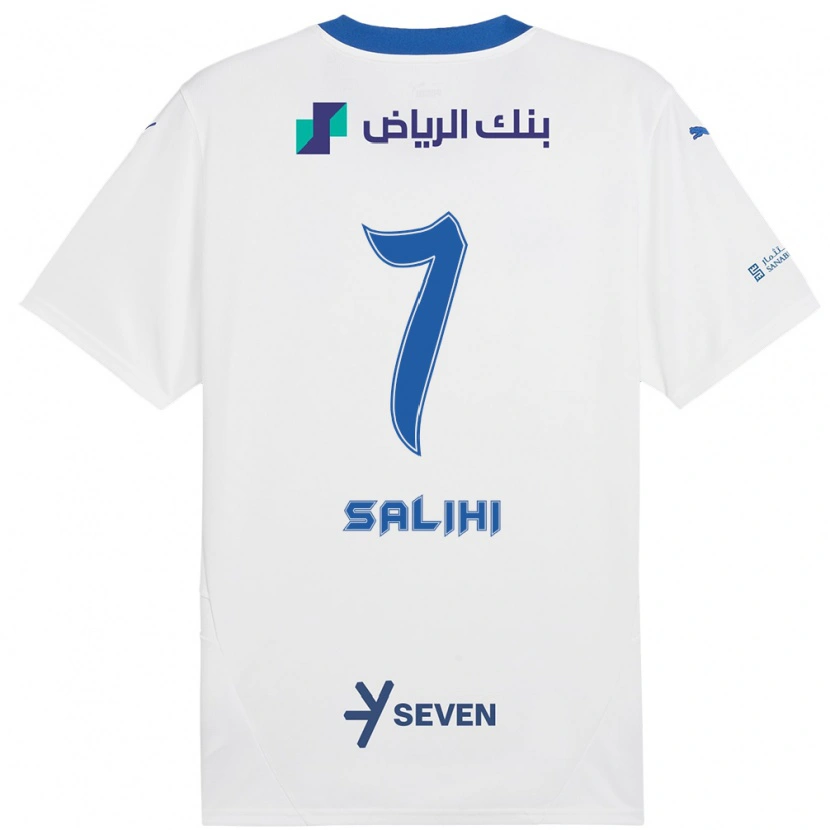 Danxen Kinder Shokhan Salihi #7 Weiß Blau Auswärtstrikot Trikot 2024/25 T-Shirt