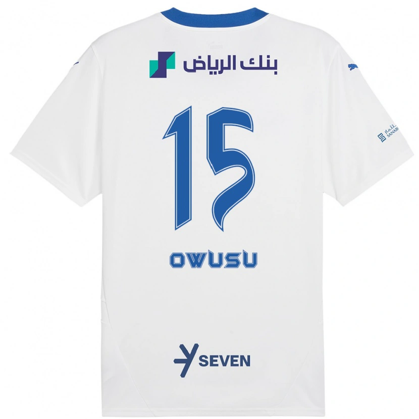 Danxen Kinder Mavis Owusu #15 Weiß Blau Auswärtstrikot Trikot 2024/25 T-Shirt