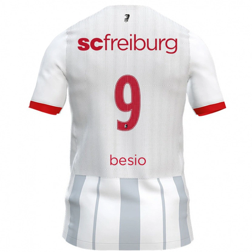 Danxen Kinder Alessio Besio #9 Weiß Grau Auswärtstrikot Trikot 2024/25 T-Shirt