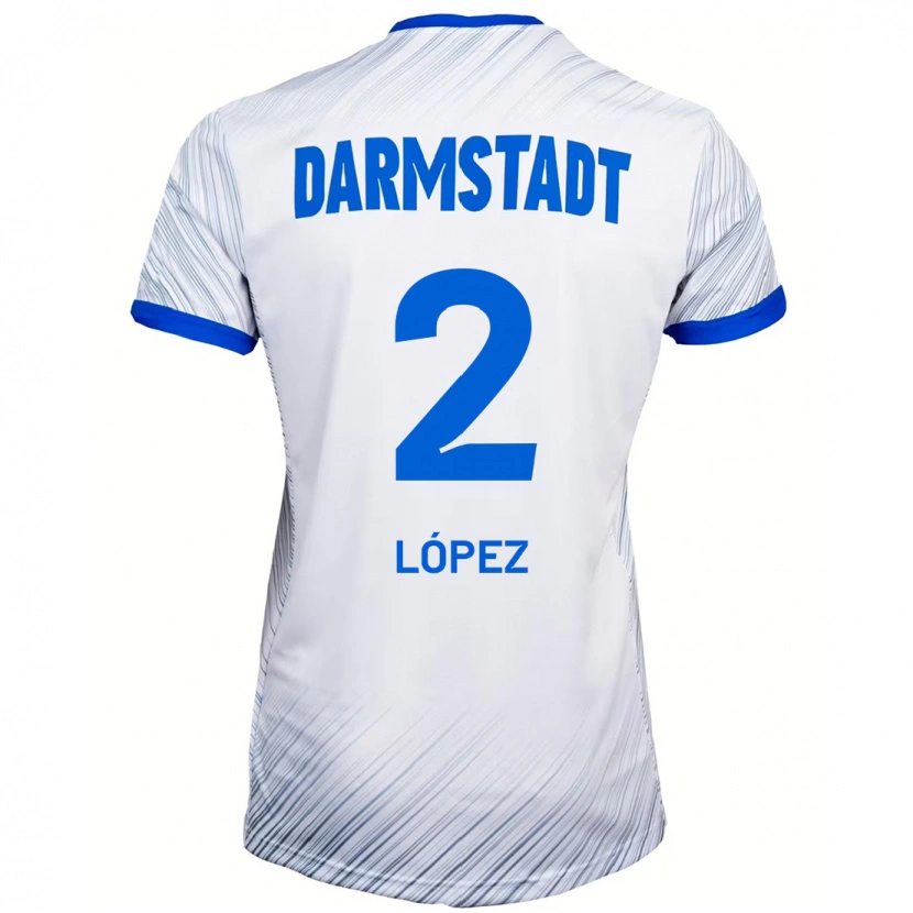 Danxen Kinder Sergio López #2 Weiß Blau Auswärtstrikot Trikot 2024/25 T-Shirt