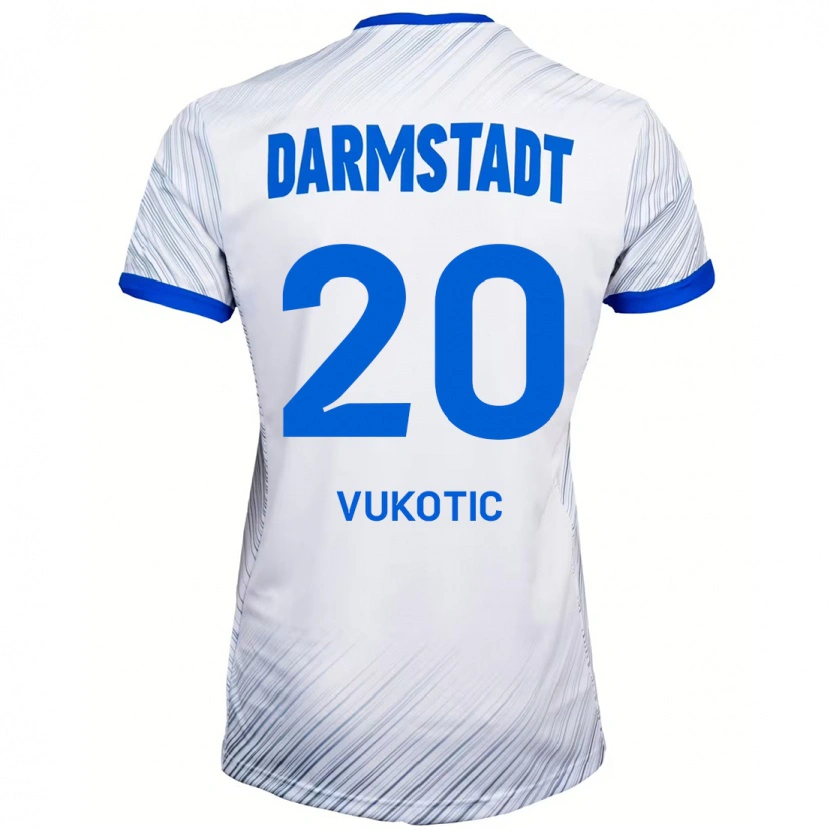 Danxen Kinder Aleksandar Vukotic #20 Weiß Blau Auswärtstrikot Trikot 2024/25 T-Shirt