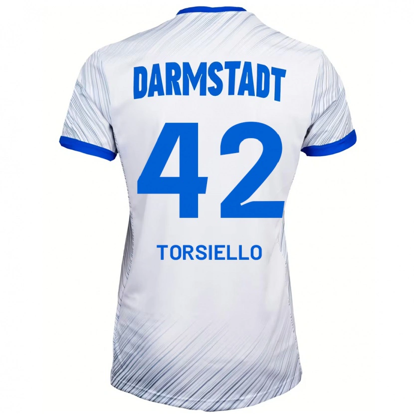 Danxen Kinder Fabio Torsiello #42 Weiß Blau Auswärtstrikot Trikot 2024/25 T-Shirt