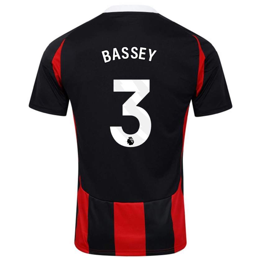 Danxen Kinder Calvin Bassey #3 Schwarz Rot Auswärtstrikot Trikot 2024/25 T-Shirt