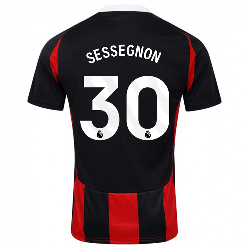 Danxen Kinder Ryan Sessegnon #30 Schwarz Rot Auswärtstrikot Trikot 2024/25 T-Shirt