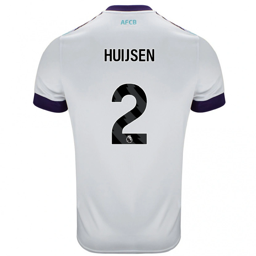 Danxen Kinder Dean Huijsen #2 Weiß Grün Lila Auswärtstrikot Trikot 2024/25 T-Shirt