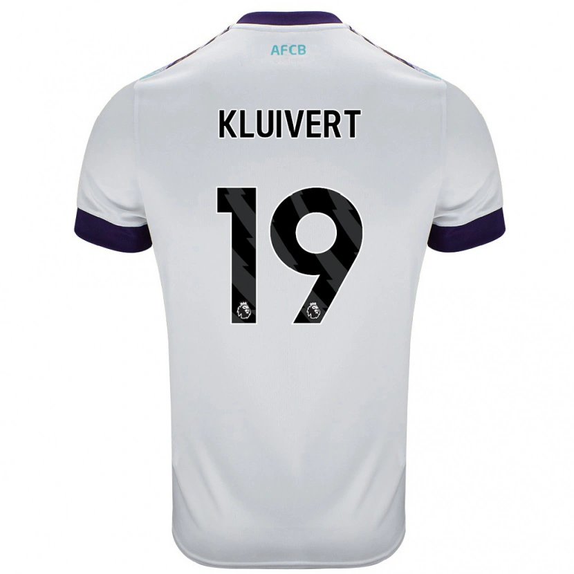 Danxen Kinder Justin Kluivert #19 Weiß Grün Lila Auswärtstrikot Trikot 2024/25 T-Shirt