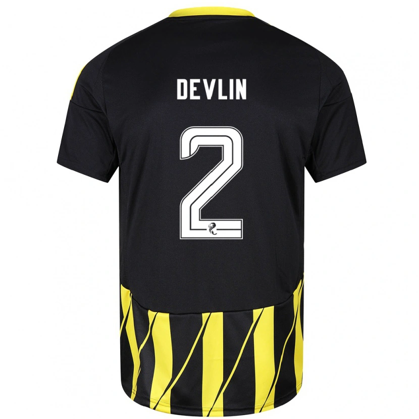 Danxen Herren Nicky Devlin #2 Schwarz Gelb Auswärtstrikot Trikot 2024/25 T-Shirt