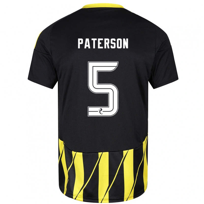 Danxen Herren Donna Paterson #5 Schwarz Gelb Auswärtstrikot Trikot 2024/25 T-Shirt