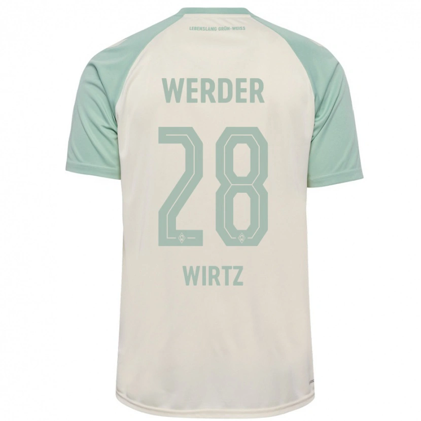 Danxen Herren Juliane Wirtz #28 Cremeweiß Hellgrün Auswärtstrikot Trikot 2024/25 T-Shirt