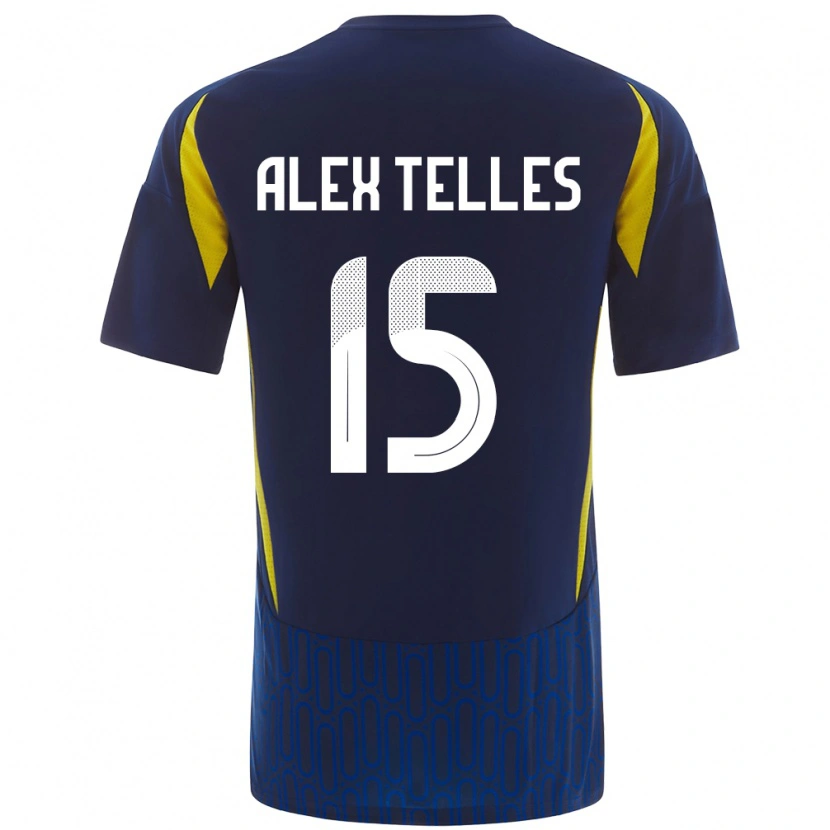 Danxen Herren Alex Telles #15 Blau Gelb Auswärtstrikot Trikot 2024/25 T-Shirt