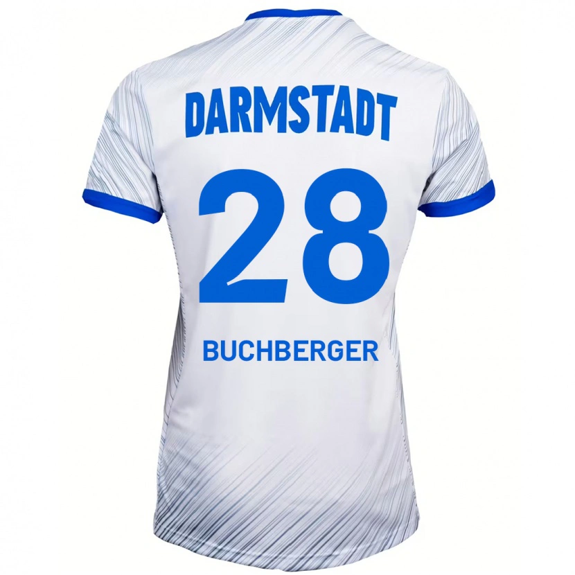 Danxen Herren Jonas Buchberger #28 Weiß Blau Auswärtstrikot Trikot 2024/25 T-Shirt